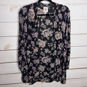 Billabong floral boho open front tunic kimono cover up size s/m